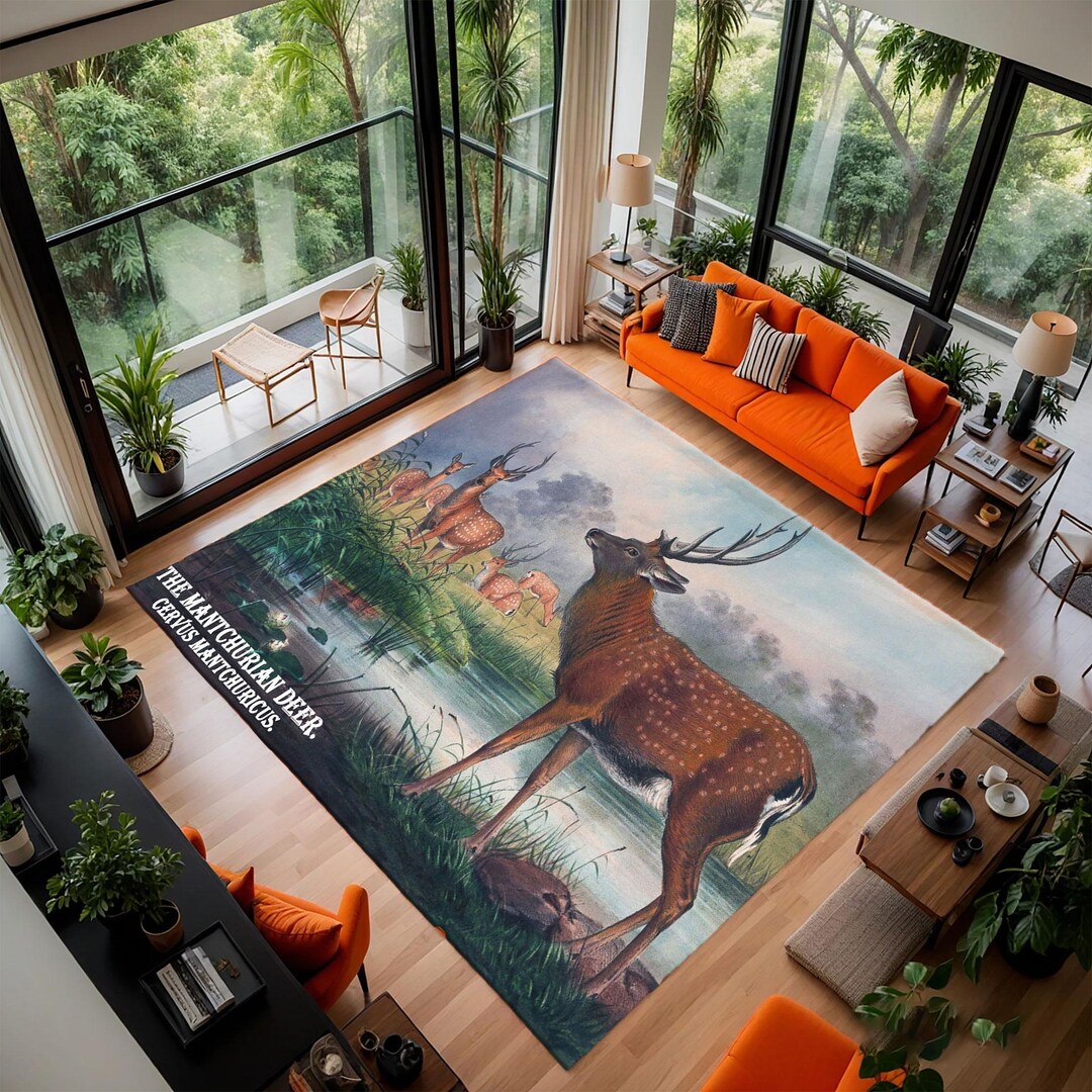 Rustic Deer Area Rug: Cabin Lodge Woodland Decor - Etsy