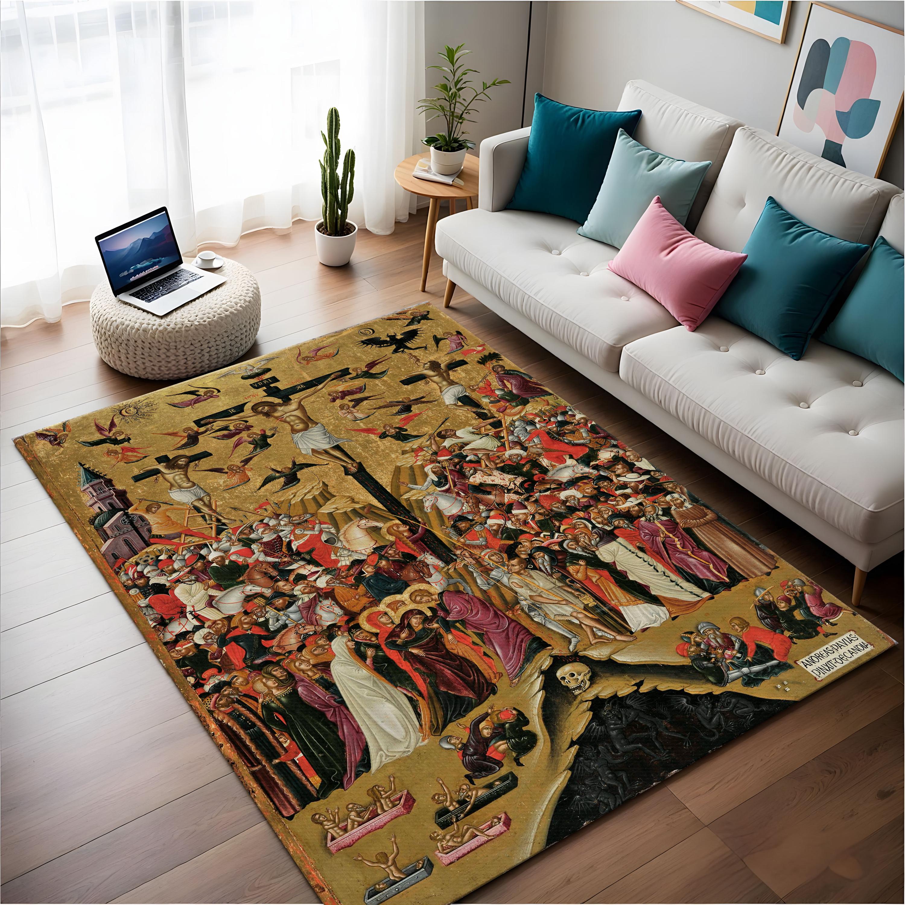 Manuscript Rug Crucifixion Jesus Rug: Medieval Illuminated Manuscript Art Print - Etsy