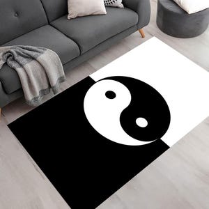 Yin And Yang Pattern Rug, Area Rug, Mat, Home Rug, Black and White Rug,Ethnic Rug, Rug, Office & Room Decor, Floor Rug, Fashion, Designer