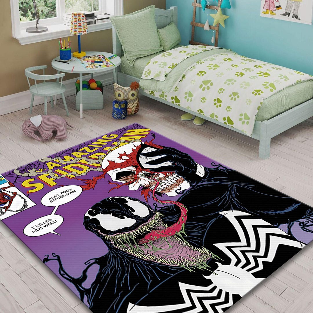 Spider-man Vs Venom Rug: Comic Book Cover, Kids Room Decor - Etsy