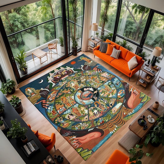 Bhavacakra ラグ: Samsara Wheel of Life 仏教装飾エリアラグ - Etsy 日本