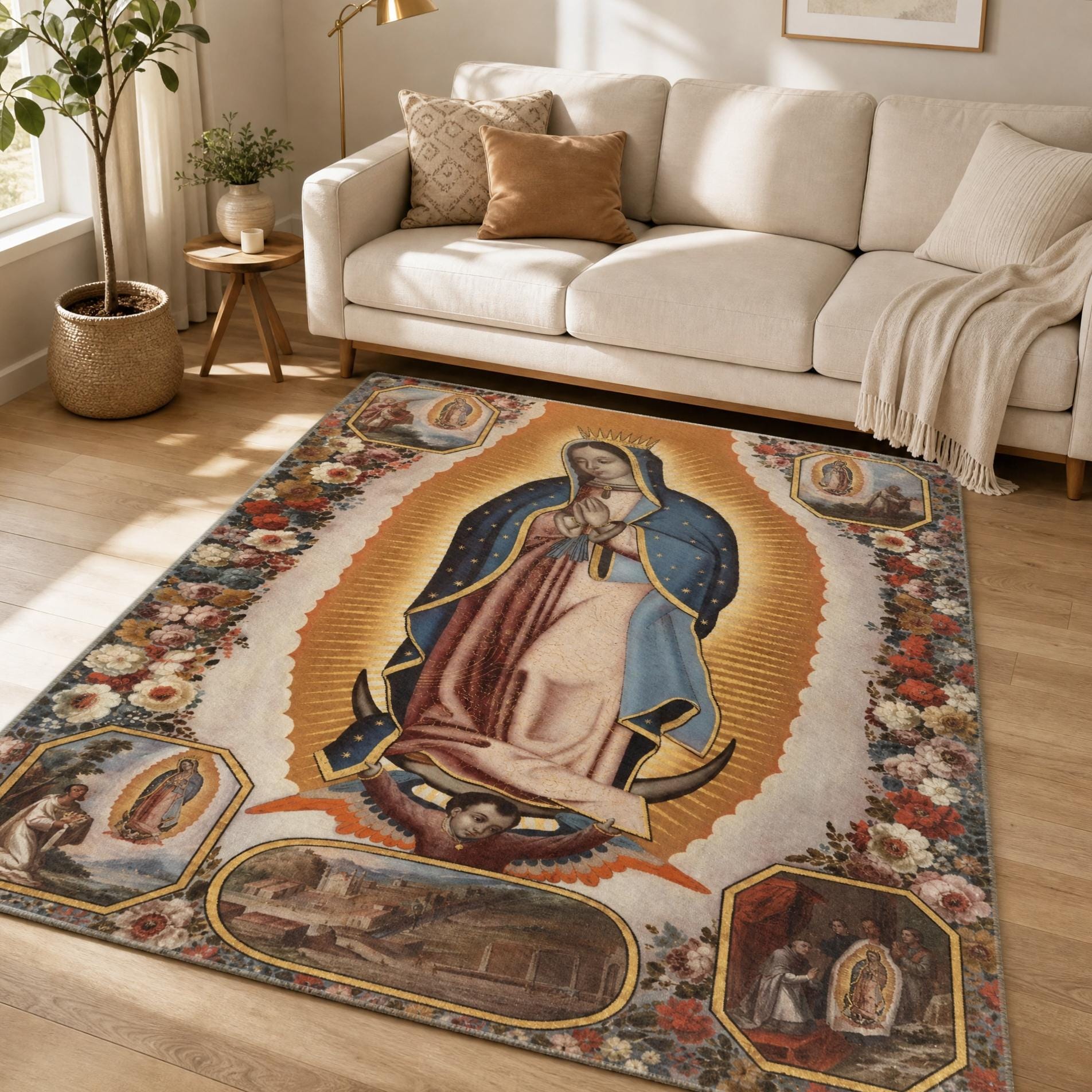 Our Lady of Guadalupe Rug: Catholic Religious Art Tapestry - Etsy