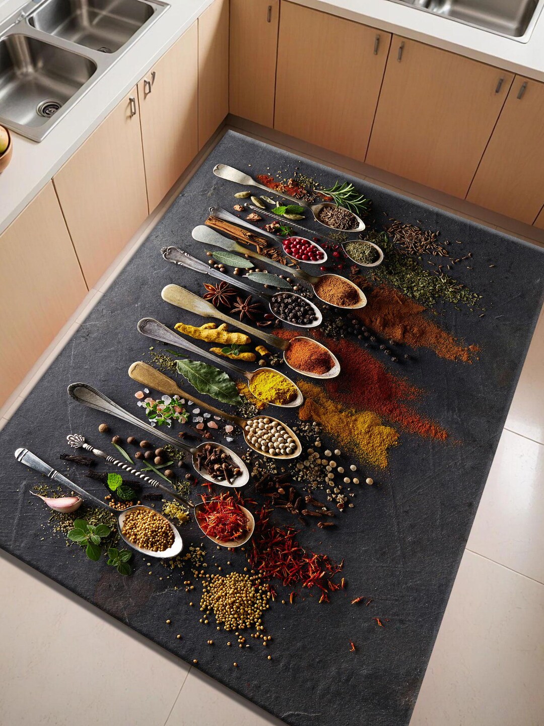 Spice Themed Kitchen Rug: Custom Bamboo Area Rug - Etsy