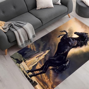 Horse Themed Rug, Horse Art, Animal Abstract Art, Gift For Him, Rug Art, Luxury  Decor, Home Decor, Area Rug, Abstract Art Rug