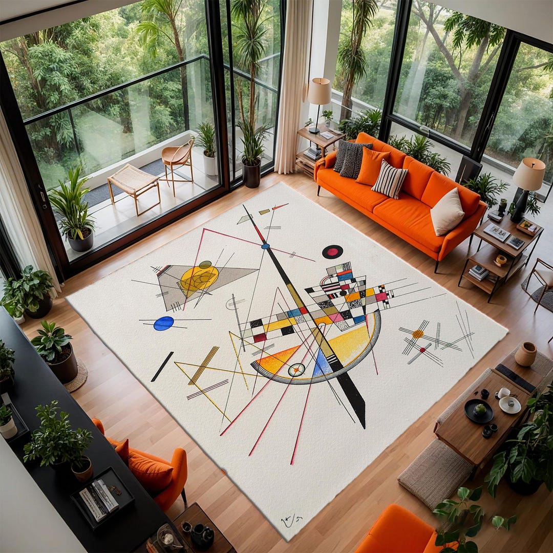 Kandiski Rug Kandinsky Abstract Area Rug: Geometric Bauhaus Art, Modern Decor ...