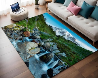 Mountain Landscape Rug: Modern Nature Photography Decor