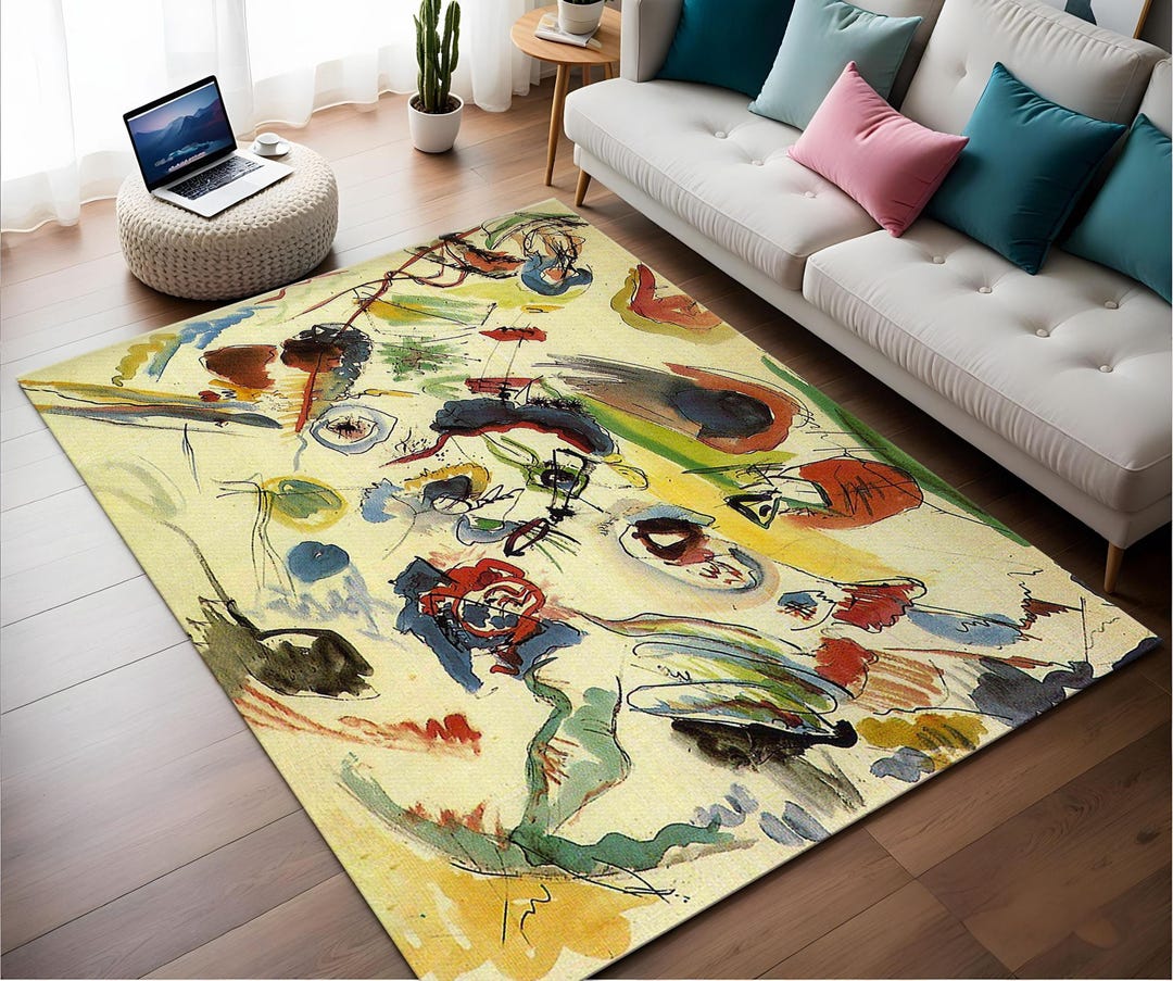 Kandiski Rug Kandinsky First Abstract Watercolor Rug: Colorful Fine Art - Etsy