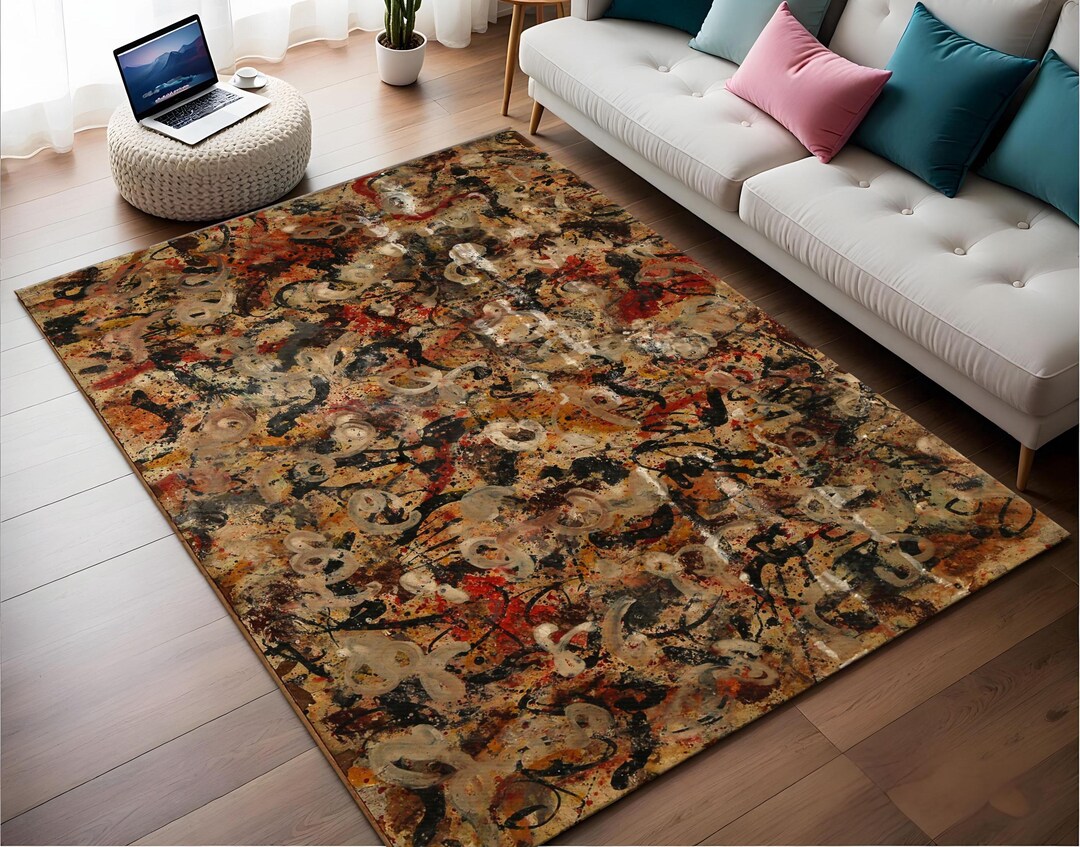 Pollock Splatter Print Bamboo Rug: Modern Abstract Art - Etsy