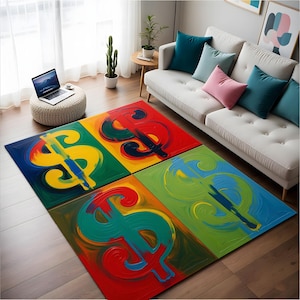 Dollar Pattern Rug, Dollar Rug, Wintage Pattern Rug, Modern Rug, Living Room Rug, Area Rug, Custom Rug, Home Decor Rug, Rug For Bedroom