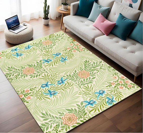 William Morris Larkspur Rug, Floral Art Print Rug - Etsy