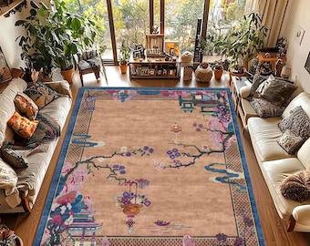 Vintage Oriental Floral Area Rug, Traditional Turkish Style Carpet