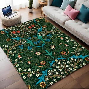 Tulip Famous Pattern  William Morris  Flowers Poster, Plants And Birds Decor, Nature Pattern, Fabric Design Rug,Morris Design Rug,Morris Rug