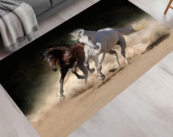 Horse Pattern Bamboo Area Rug: Modern Animal Decor