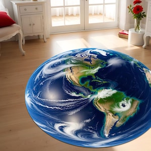 Runde Erdkarte,große Weltkarte,Wandkarte,Weltraumteleskop Bilder Druck, Satellitenbild Druck, NASA Print Space Art,Amerikanischer Teppich,Büroteppich