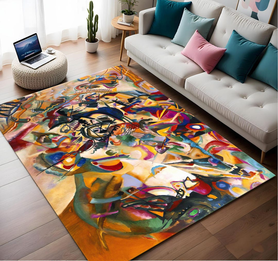 Kandiski Rug Kandinsky Rug: Colorful Abstract Art Print, Modern Home Decor, Living ...