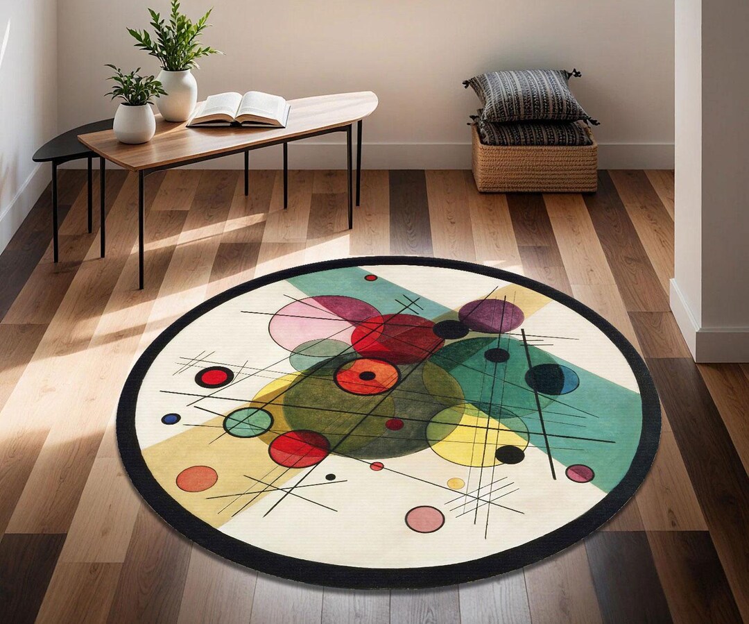 Round Rug With Math Shapes Patterns, Round Rug With Symmetrical ...