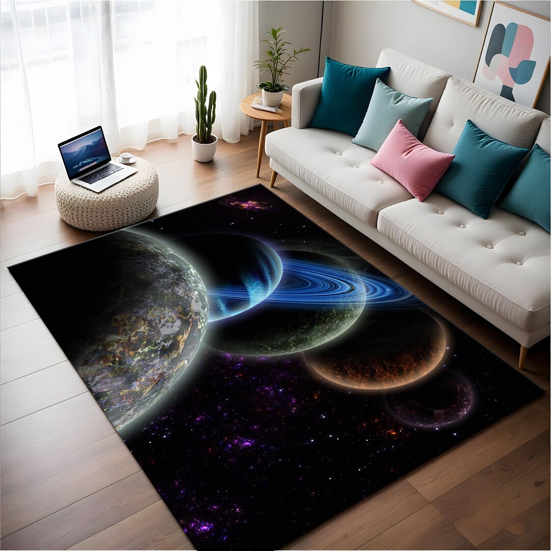Universe Rug Planets Pattern Rug: Abstract Universe Art, Space Home Decor - Etsy