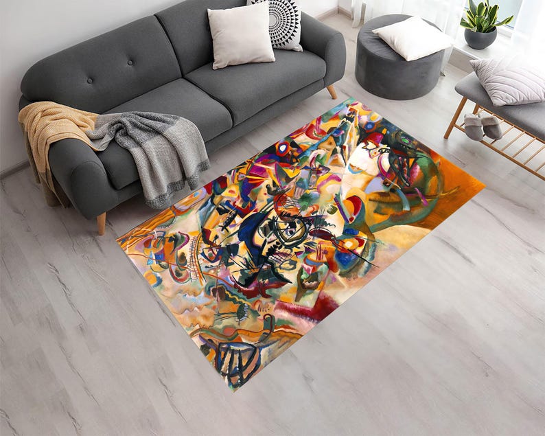 Kandiski Rug Kandinsky Rug: Colorful Abstract Art Print, Modern Home Decor, Living ...