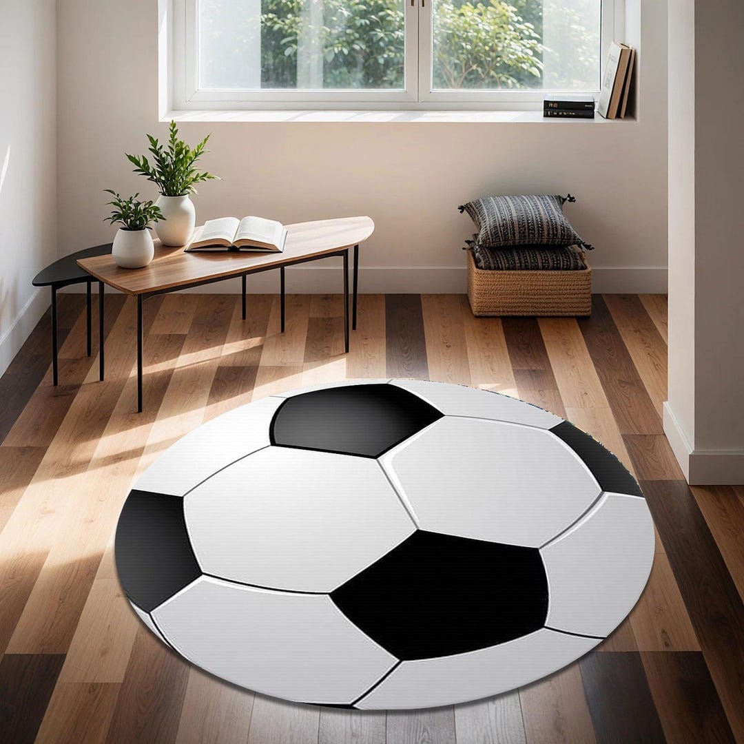 3D Football Rug: Kids Nursery Room Decor, Round Design Rug - Etsy