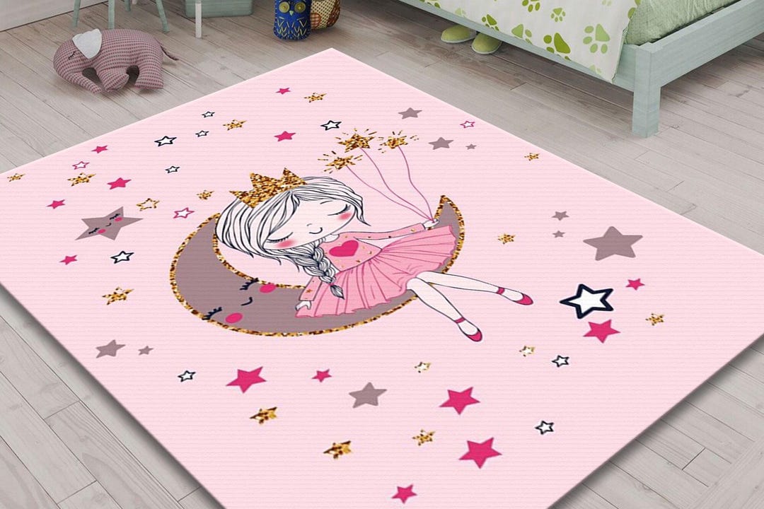 Pink Princess Rug: Antibacterial Kids Room Decor - Etsy