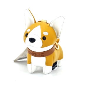 Corgi Bag Charm, Unique Bag Charm, Leather Bag Charm, Cute Key Chain, Handmade Bag Charm, Keychain Gift, Animal Keychain, Dog Lovers
