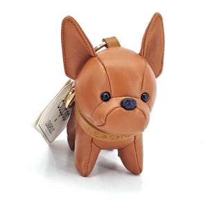 Bulldogge (Braun) Leder Charm, niedlicher Schlüsselanhänger, Taschenanhänger, Geschenk Schlüssel, Hund Keychain, Hundeliebhaber, Haustier Geschenke, Geschenke für Hundeliebhaber