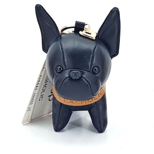 Bulldogge (Schwarz) Leder Anhänger, Taschenanhänger aus Leder, niedliche Schlüsselanhänger, Taschenanhänger, Geschenk, Tier Schlüsselbund, Hunde Liebhaber, Bulldogge
