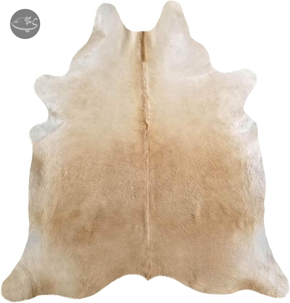 Palomino Cowhide Rug: Beige & White Leather Animal Print Rug