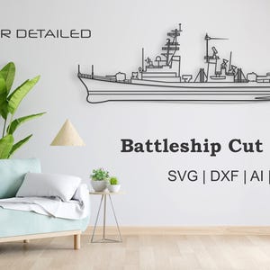 Highly Detailed | Battleship SVG | Destroyer Ship SVG | Navy Warship Cut File | Military Boat Clipart | dxf png eps AI Digital Download