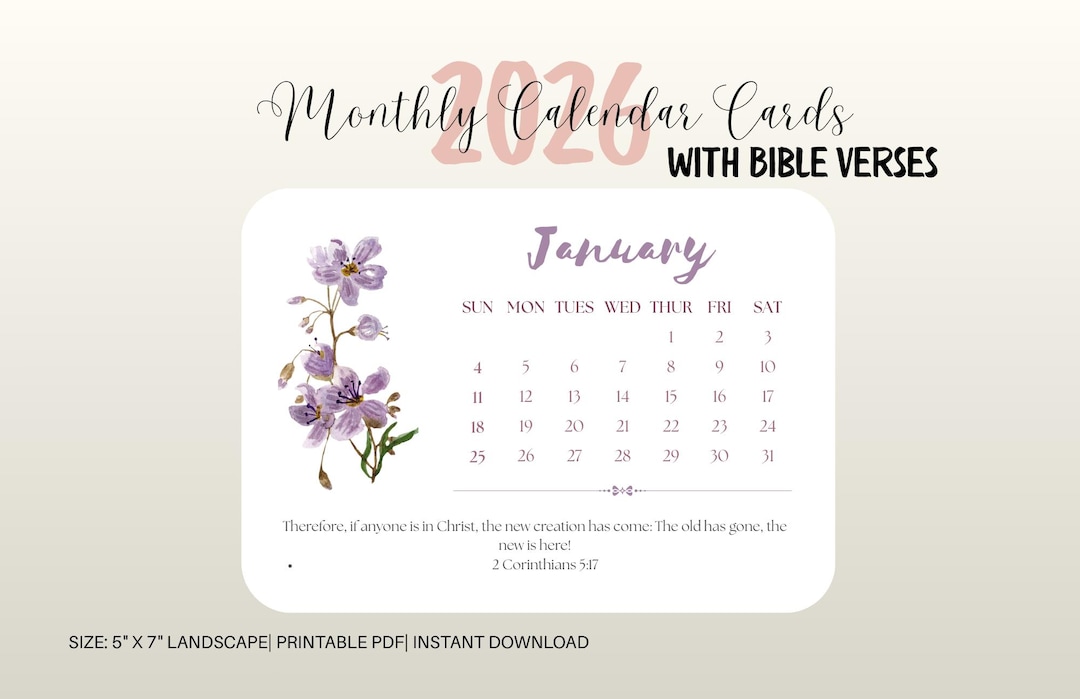 2026 Scripture Calendar|2026 Monthly Calendar With Bible Verses ...