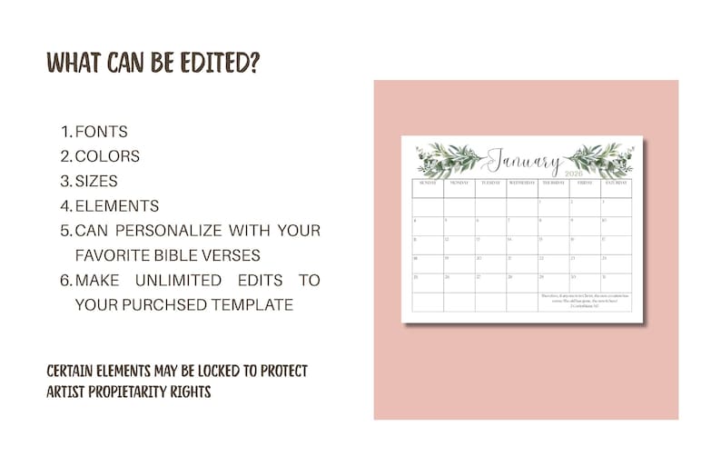 2026 Scripture Calendar|2026 Monthly Calendar With Bible Verses ...