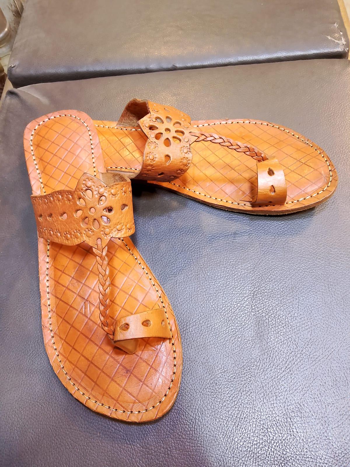 Handmade Brown Leather Kolhapuri Sandals | Ethnic Flat Sandals | Boho Summer Footwear | Traditional Leather Chappals | Gift for Her & Him
