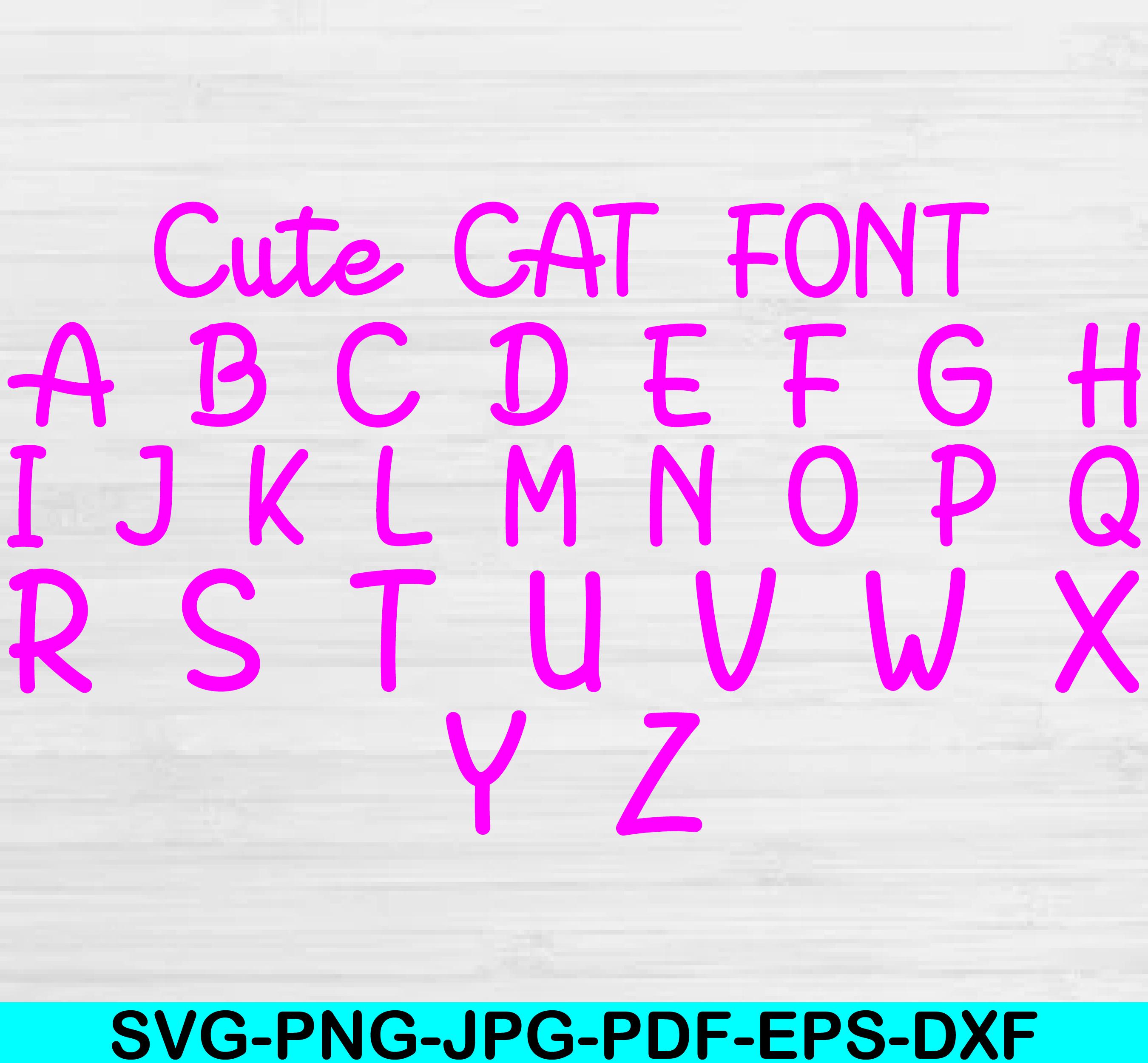 Cute Kitty Font Svg Bundle, Cute Cat Font Svg, Kitty Font TTF, Cat Font ...