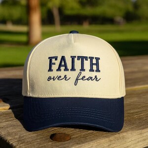 Faith Over Fear Embroidered Baseball Cap | Christian Wash Hat with Inspirational Quote | Religious Gift for Men & Women