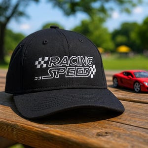 Racing Speed Embroidered Hat – Race Car Dad Hat or Baseball Cap for Car Lovers, Streetwear Motorsports Cap, Gift for Drivers & Racers