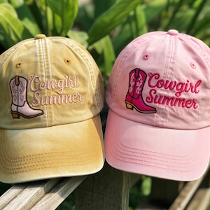 Cowgirl Summer Embroidered Hat – Cute Western Wash Hat or Baseball Cap for Women, Rodeo Style Gift, Country Girl Summer Outfit Accessory