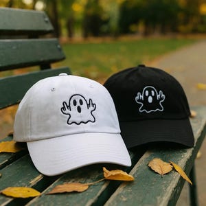 Ghost Embroidered Hat – Cute Spooky Wash Hat or Baseball Cap, Halloween Ghost Design, Fun Fall Accessory for October, Boo Season Gift