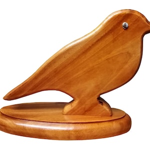 Bird Wooden Craft for Home, Office & Shop Decor ; 8&quot; x 6.5&quot; Natural Solid Mahogany Wood, Handmade and Hand Varnish