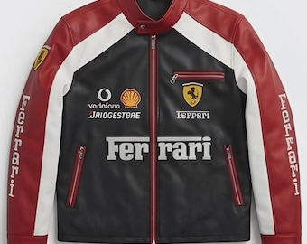 Vintage Ferrari Racing äkta läderjacka