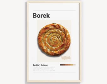 Affiche de cuisine turque de Borek : art mural de cuisine minimaliste (téléchargement numérique)
