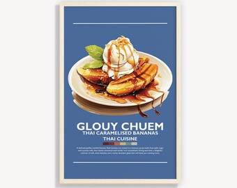 Poster Bananes caramélisées thaïlandaises (Glouy Chuem) : oeuvre d'art murale minimaliste (téléchargement numérique)