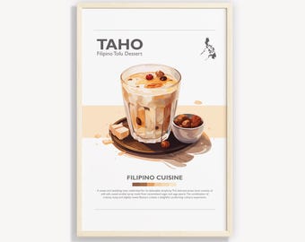 Impression de desserts Taho : art culinaire philippin minimaliste (téléchargement numérique)