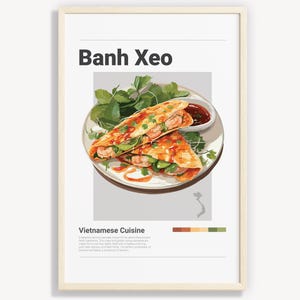 BANH XEO | Decoração minimalista de arte de parede vietnamita | Ilustração de arte de pôster de impressões digitais | Download instantâneo | Vietnã