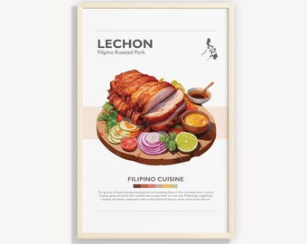 Impression d'art Lechon : affiche minimaliste de porc rôti aux Philippines (téléchargement numérique)
