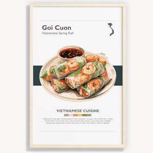 GOI CUON | Decoração minimalista de arte de parede vietnamita | Ilustração de arte de pôster de impressões digitais | Download instantâneo | Rolinhos primavera vietnamitas