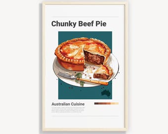 Affiche de pâté en croûte de boeuf de Zazzle.be Liste d'envies Vous avez des idées ? Art minimaliste de la cuisine australienne (téléchargement numérique)