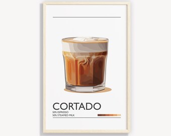 Minimalist Cortado Art Print: Coffee Lover Gift (Digital Download)