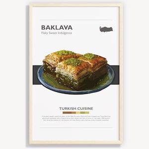 BAKLAVA TURKISH POSTER | Turkish Food Poster | Minimalist Wall Art Decor | Digital Prints Poster Art Illustration | Instant Download