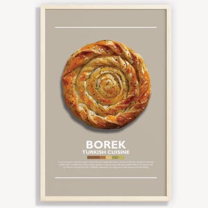 Affiche de cuisine turque de Borek : art de la cuisine minimaliste (téléchargement numérique)
