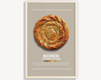Affiche de cuisine turque de Borek : art de la cuisine minimaliste (téléchargement numérique)